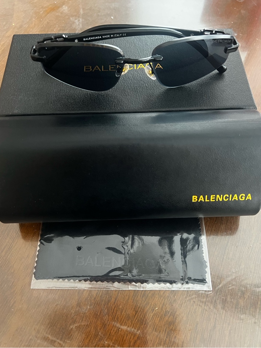 Balenciaga Black Rimless Sunglasses
